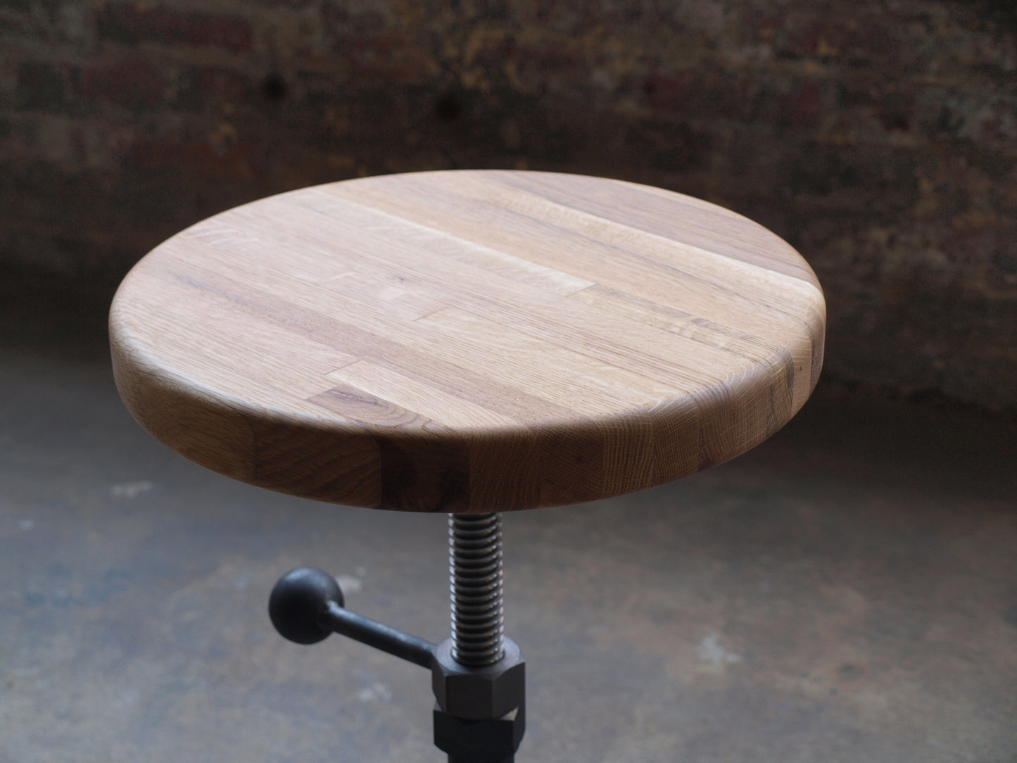 Oak Adjustable Height Stool natural steel finish