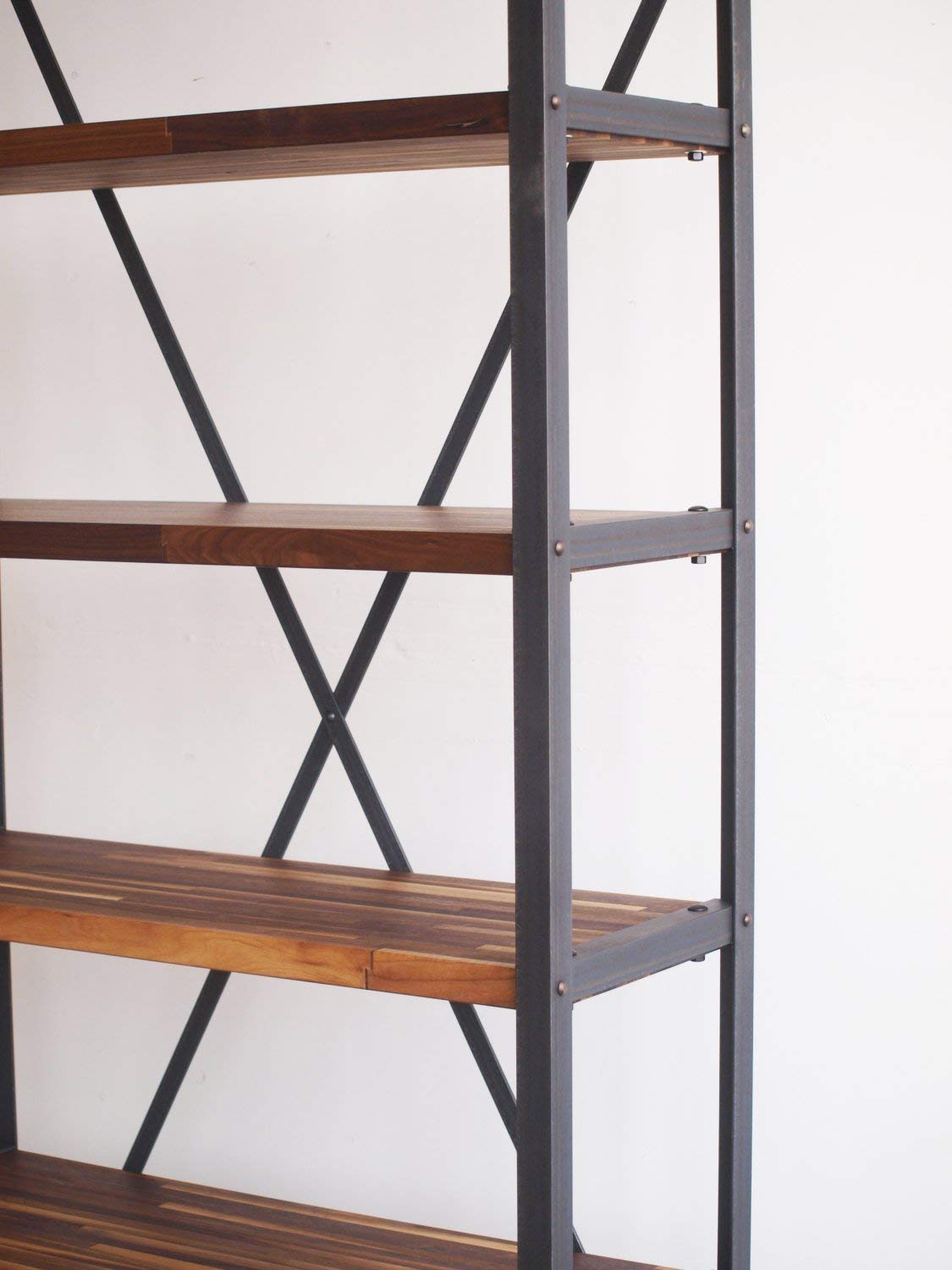 Walnut butcher block Industrial Bookcase