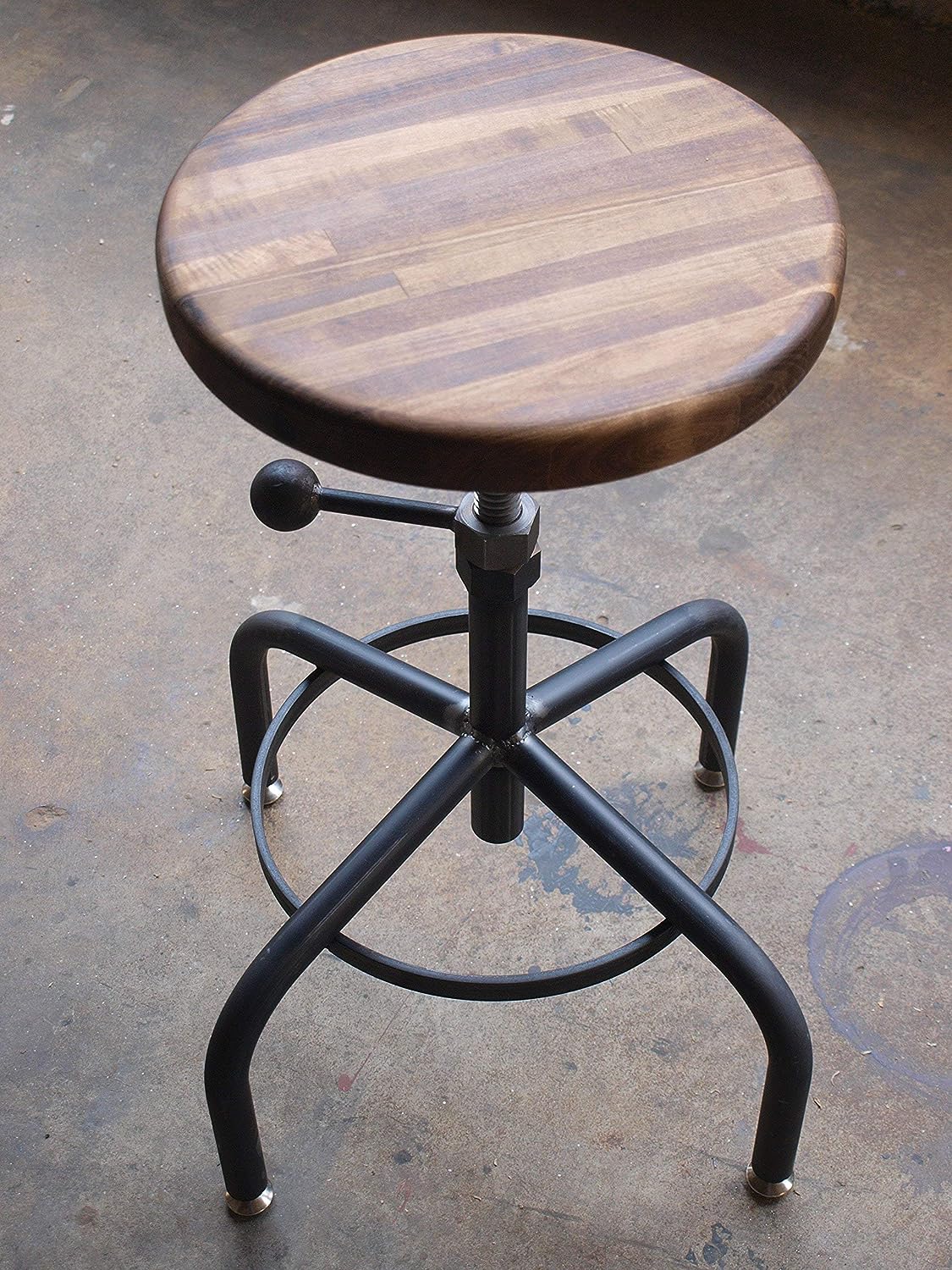 Walnut Adjustable Height Stool natural steel finish