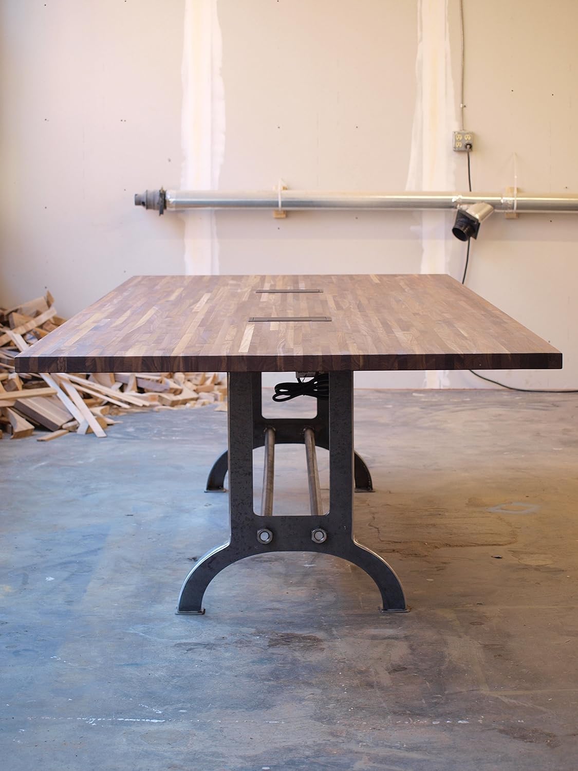 10 foot Industrial Walnut conference table