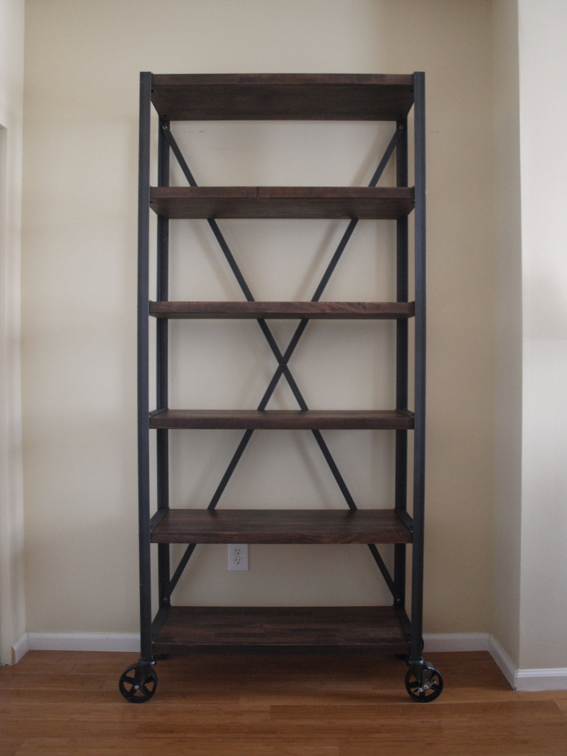 Maple butcher block Industrial Bookcase