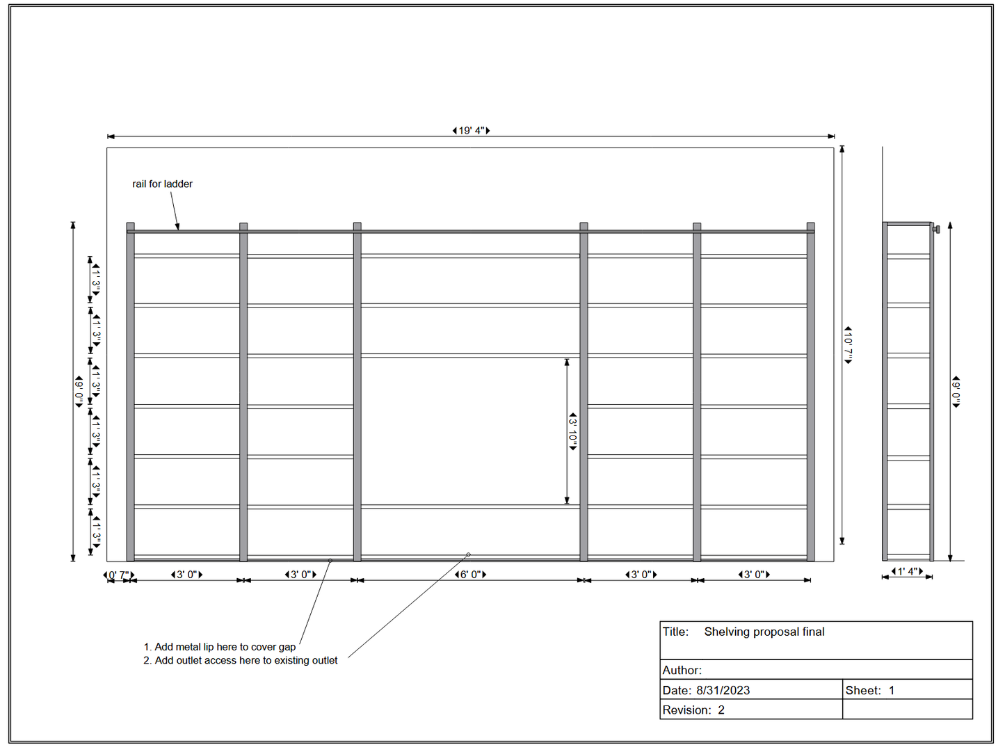 Large Modern Industrial Bookcase Shelving Unit with Sliding Library Ladder