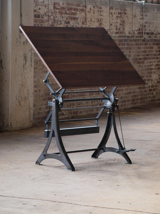 Walnut Drafting table Lift and Tilt Desk