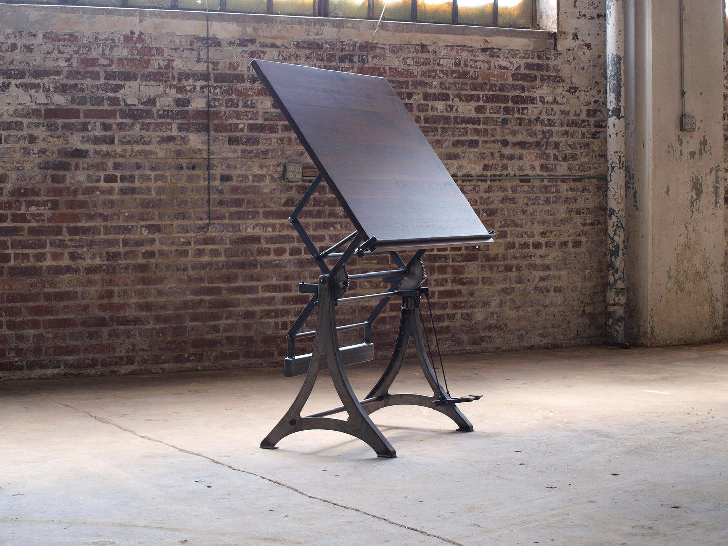 Fully Adjustable Walnut Drafting table Lift and Tilt Handcrafted in Baltimore