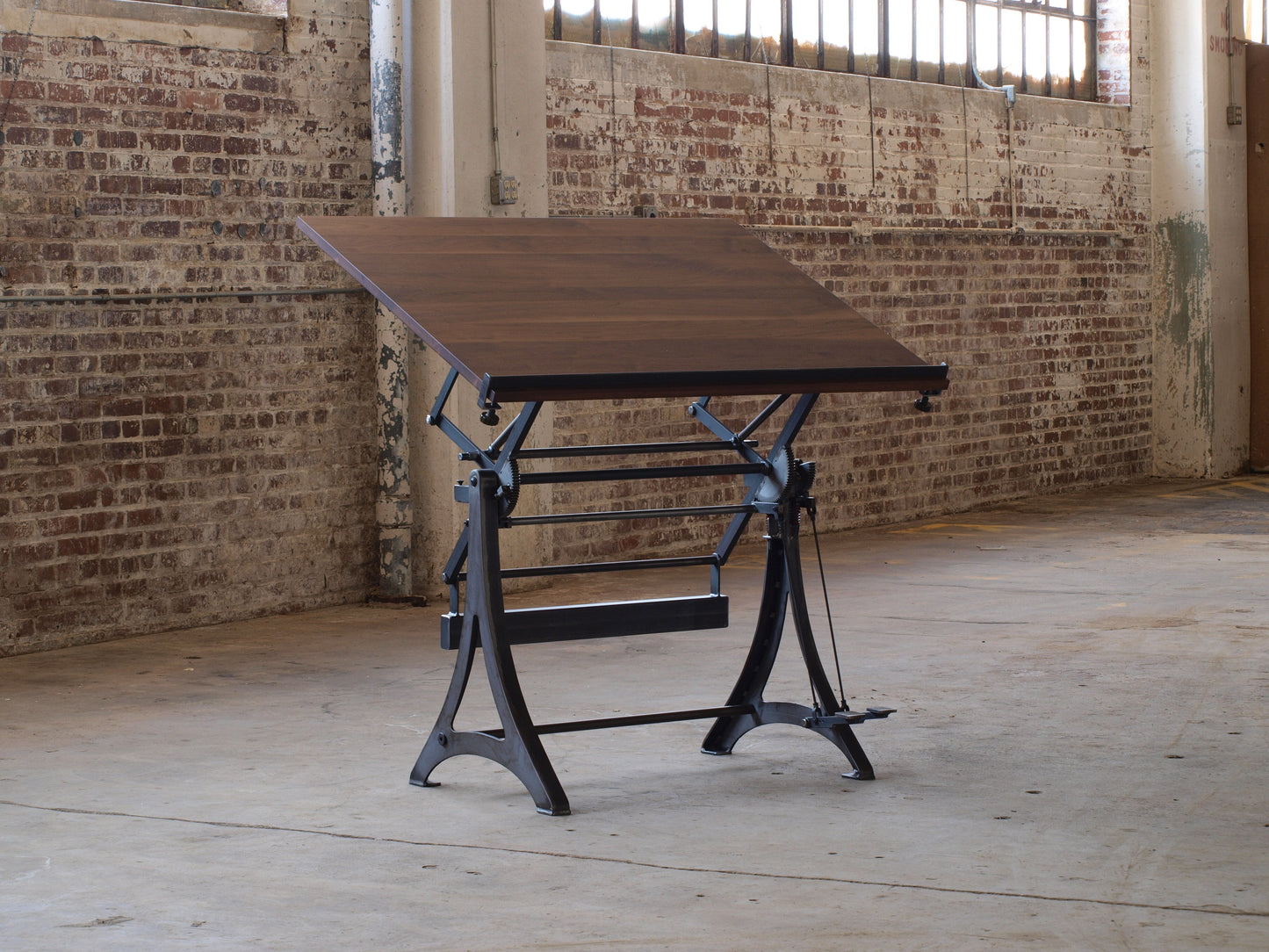 Fully Adjustable Walnut Drafting table Lift and Tilt Handcrafted in Baltimore