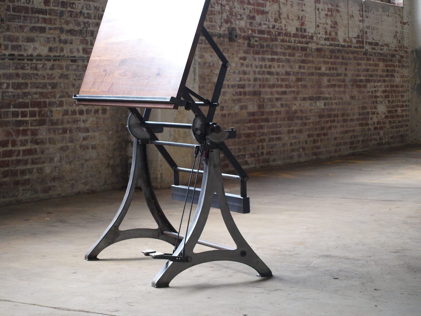 Fully Adjustable Walnut Drafting table Lift and Tilt Handcrafted in Baltimore
