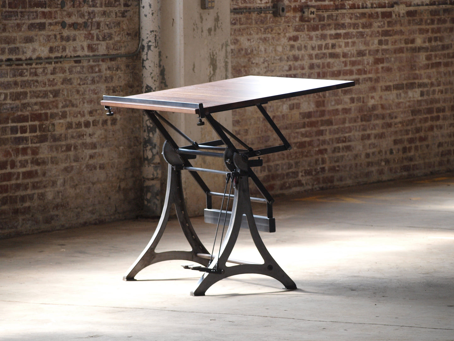 Fully Adjustable Walnut Drafting table Lift and Tilt Handcrafted in Baltimore