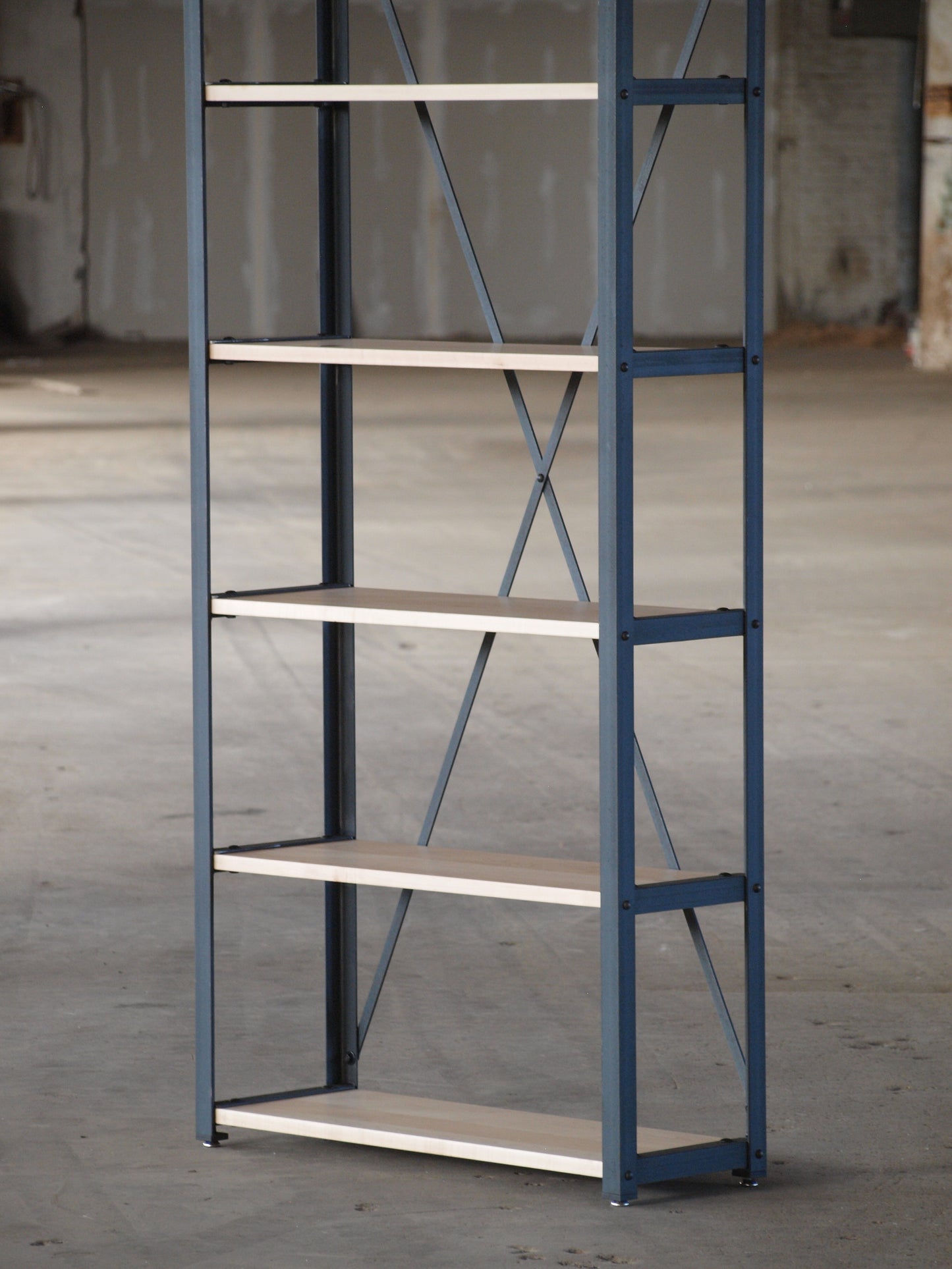 Maple Plank Industrial Bookcase