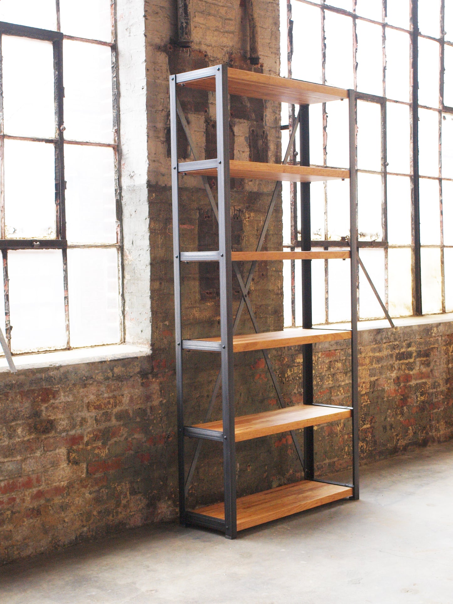 Cherry butcher block Industrial Bookcase