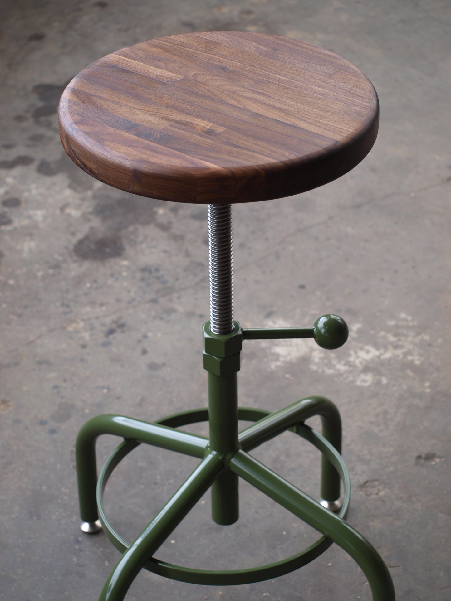 Kitchen Walnut Adjustable Height Stool Factory Green Base