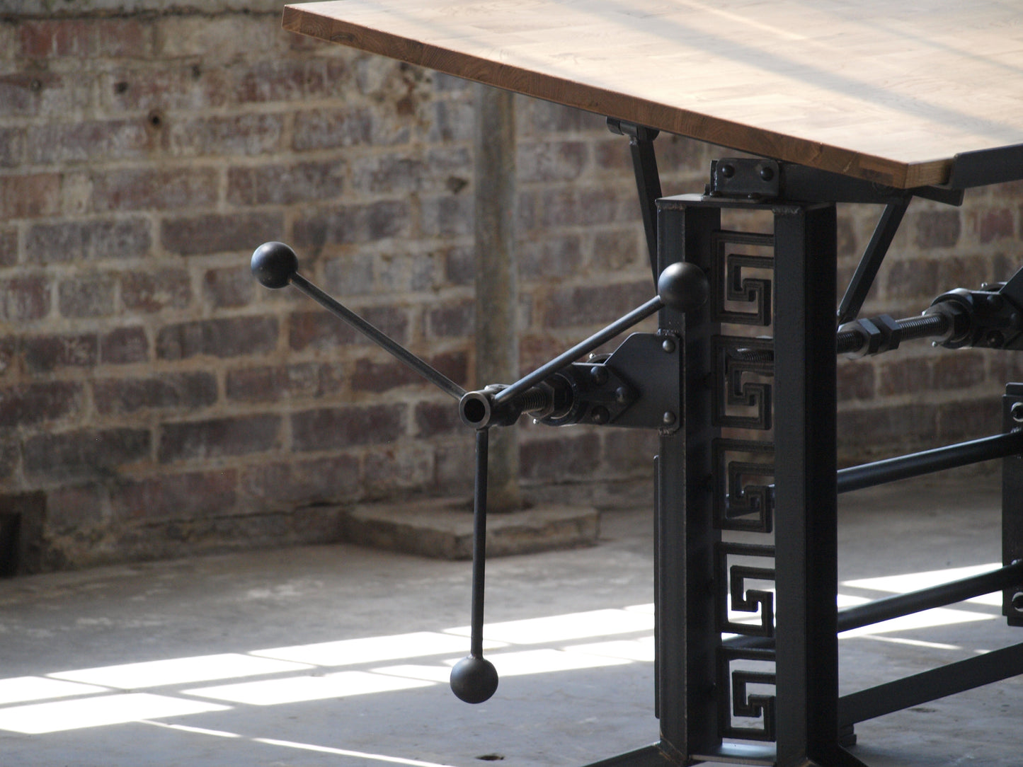 French Industrial Drafting table with Oak top