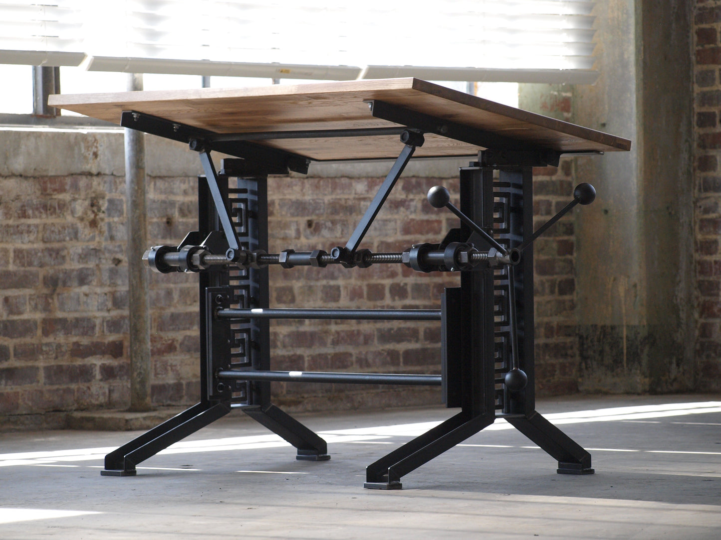 Timeless Industrial Drafting table with Oak top