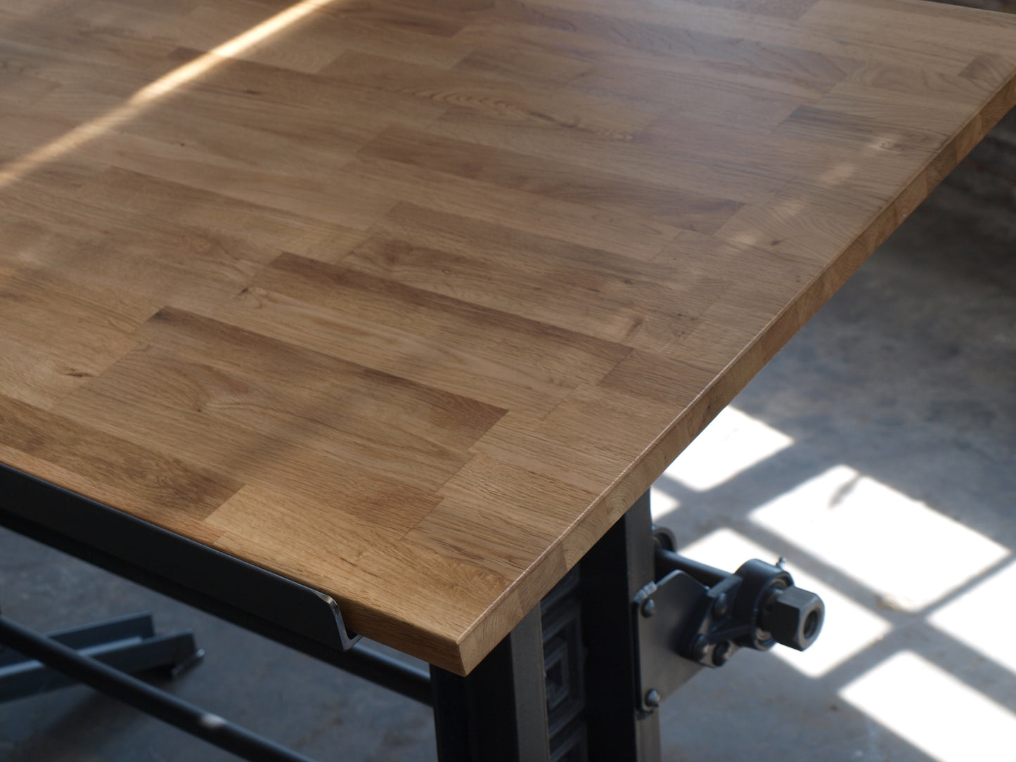 French Industrial Drafting table with Oak top