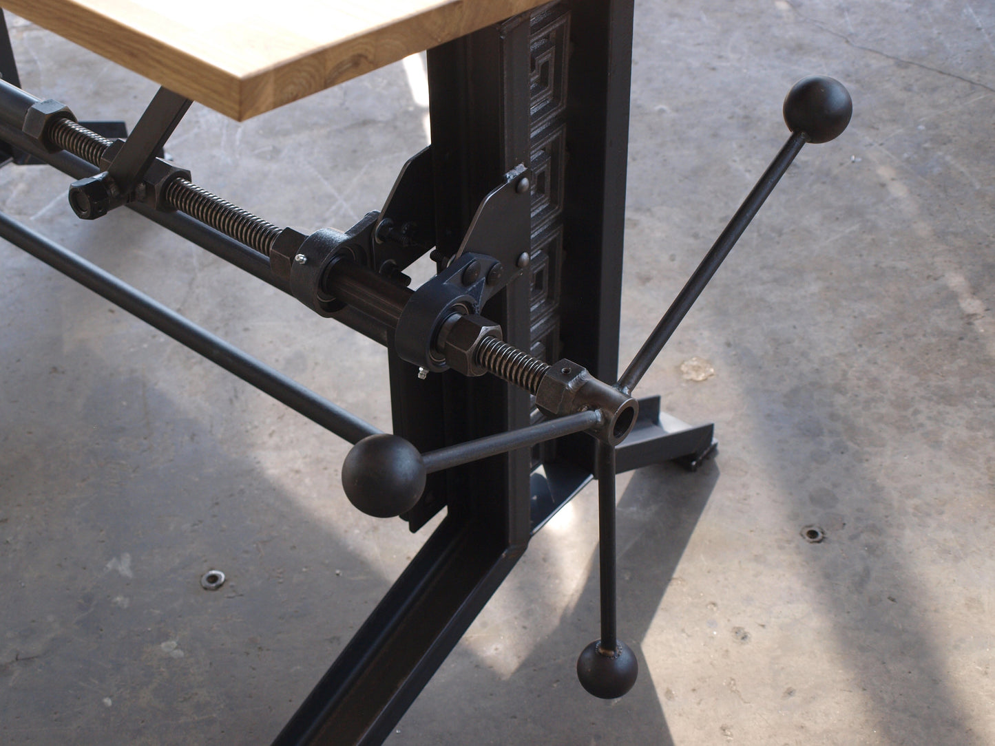 Timeless Industrial Drafting table with Oak top