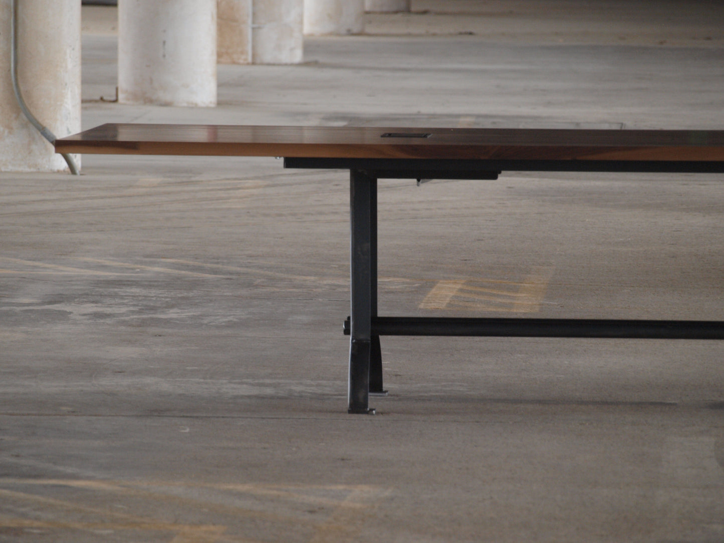 14 foot Industrial Walnut conference table