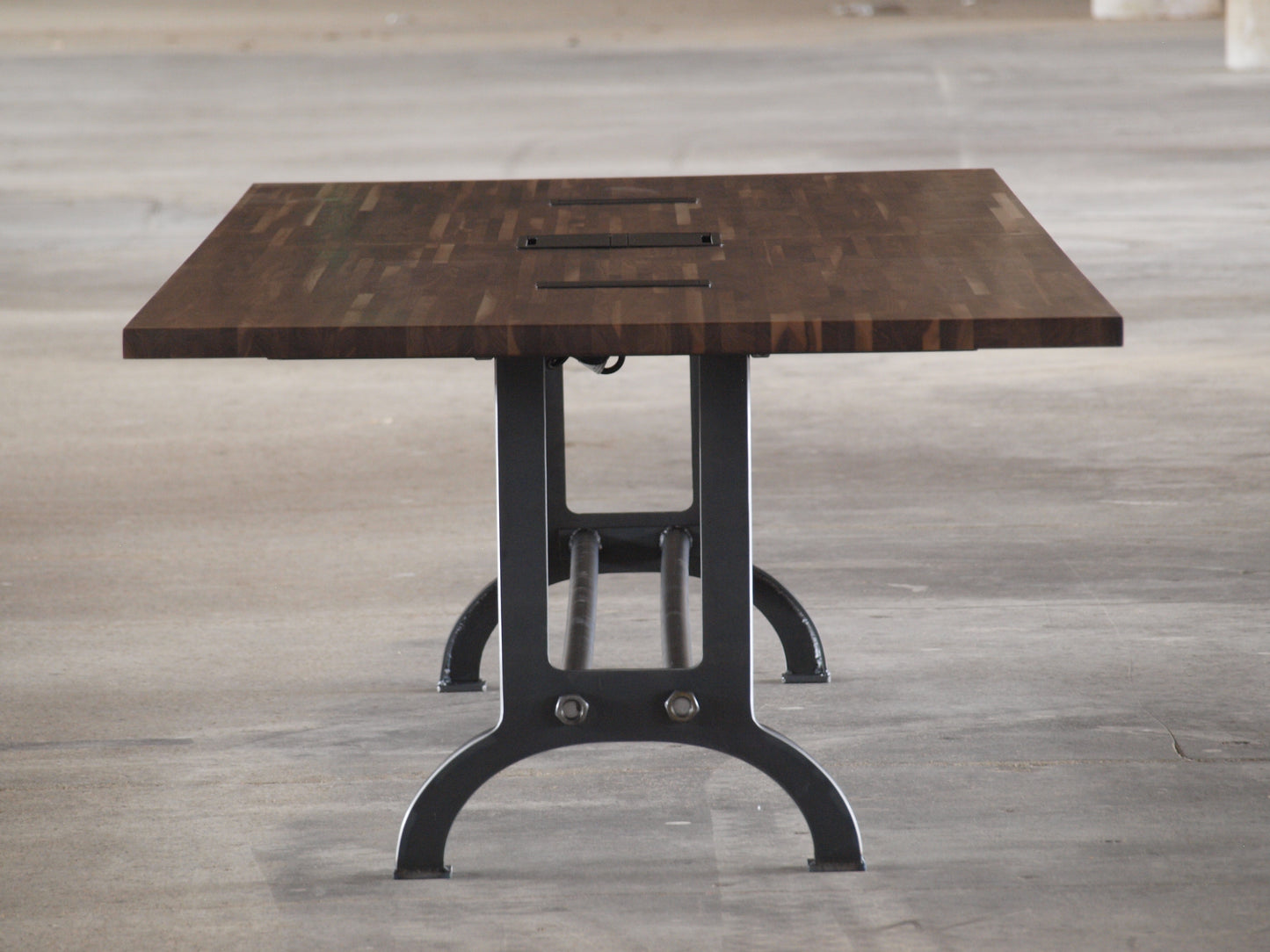 14 foot Industrial Walnut conference table