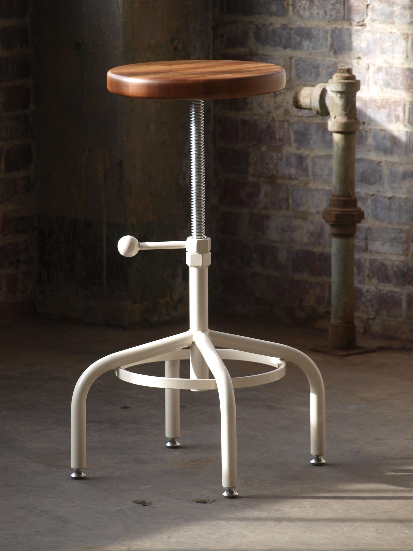 Cherry Industrial Adjustable Height Stool Almond Base Bar