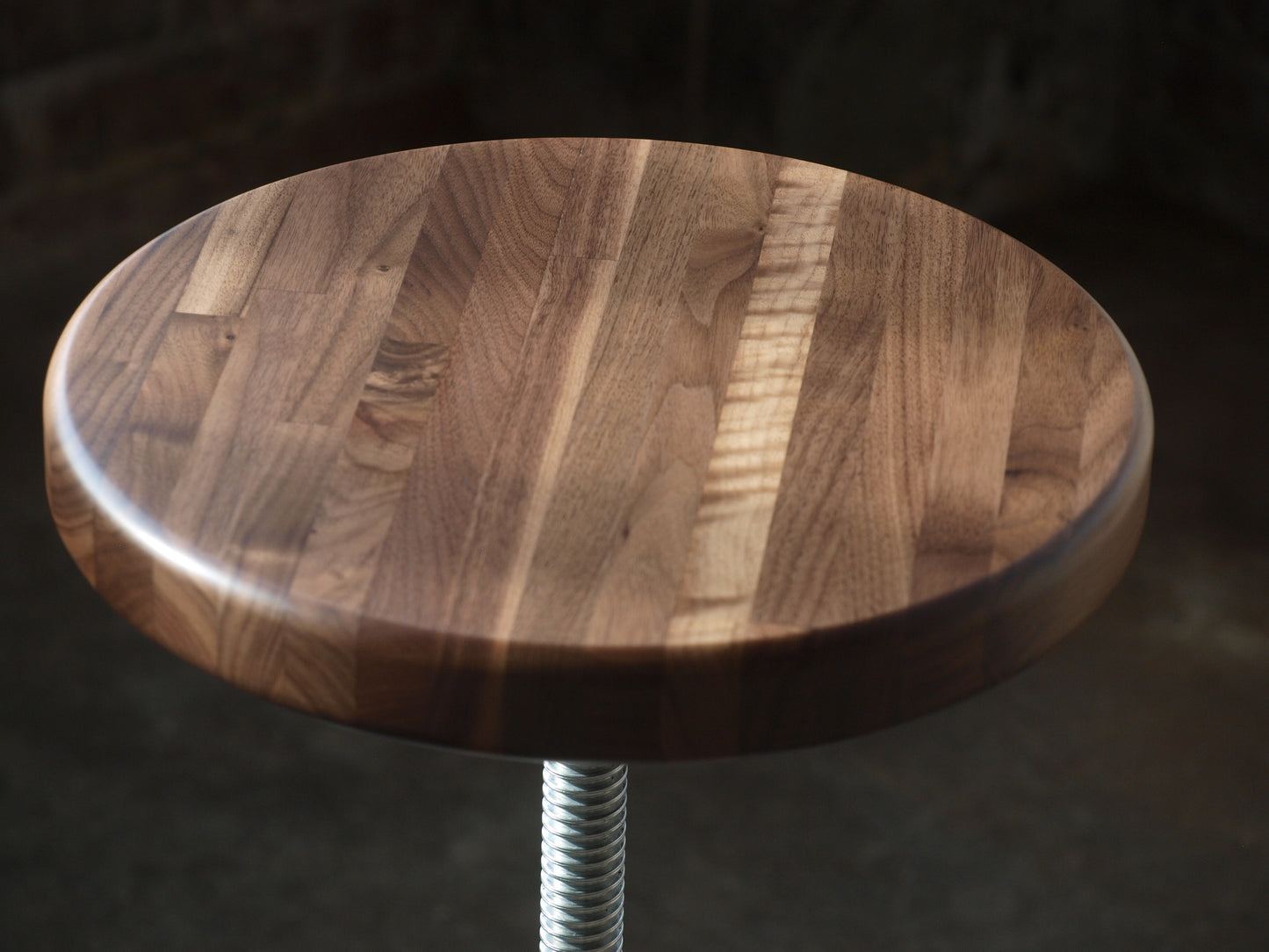 Walnut Industrial Adjustable Height Stool Almond Base Bar