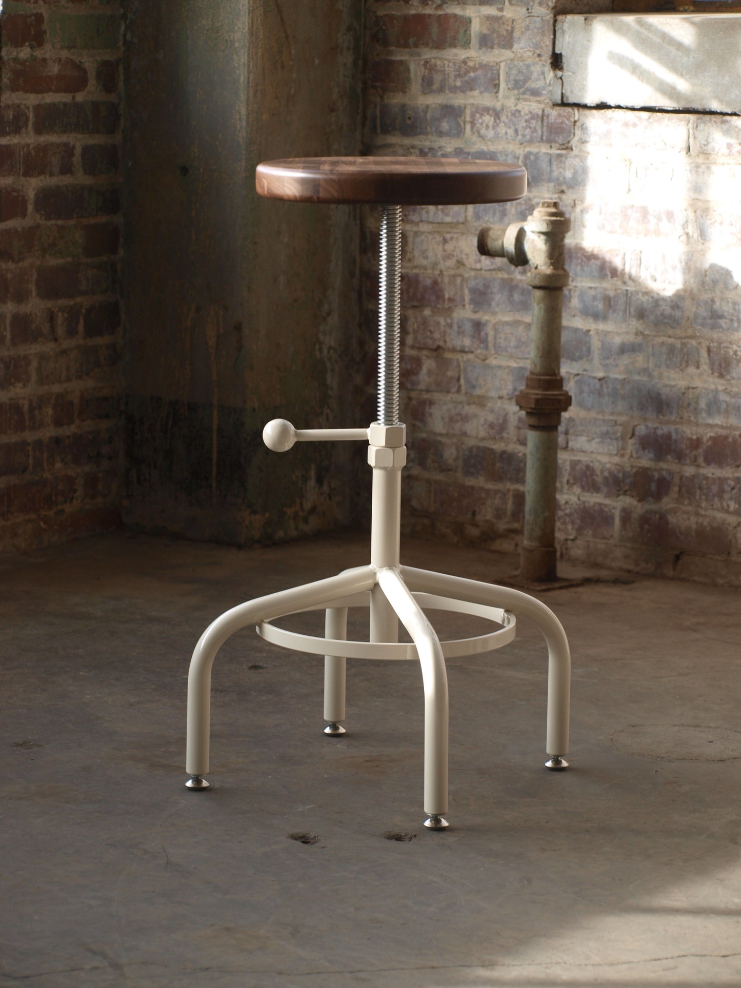 Walnut Industrial Adjustable Height Stool Almond Base Bar