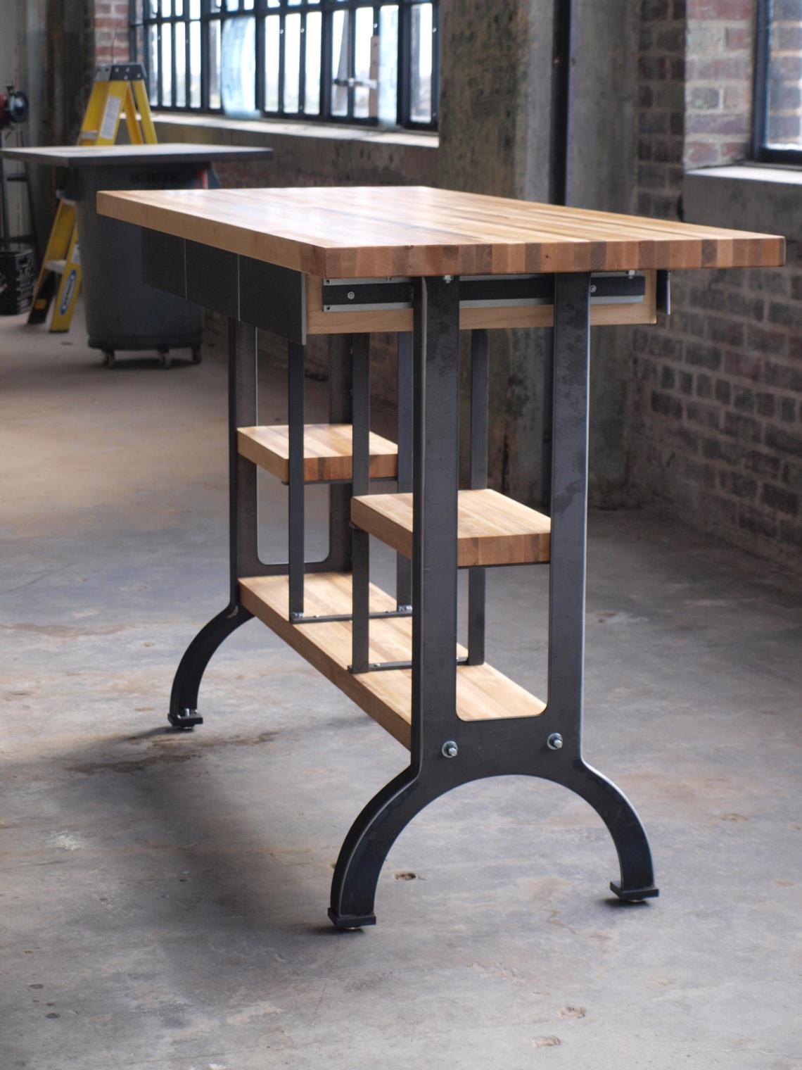 Maple Modern Industrial Kitchen Island Work table