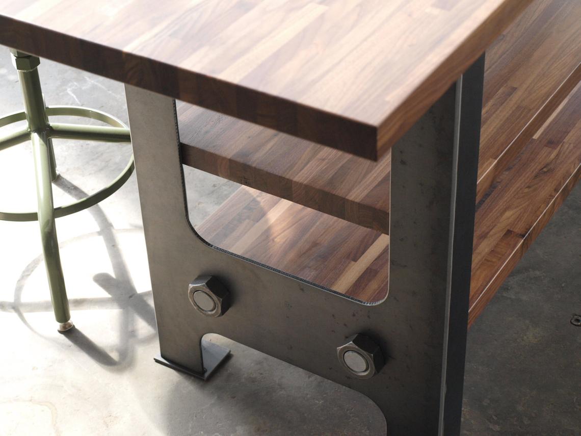 Modern Walnut H Frame Industrial Kitchen Island Work table