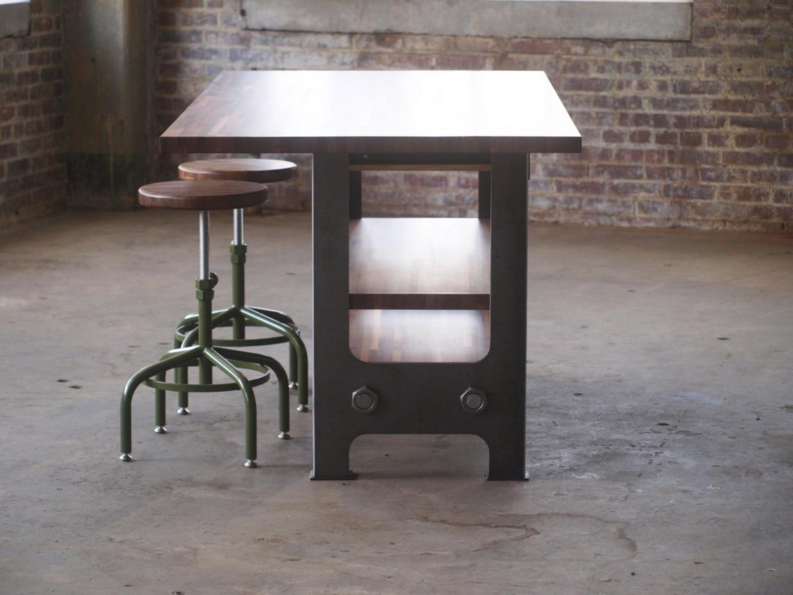 Modern Walnut H Frame Industrial Kitchen Island Work table