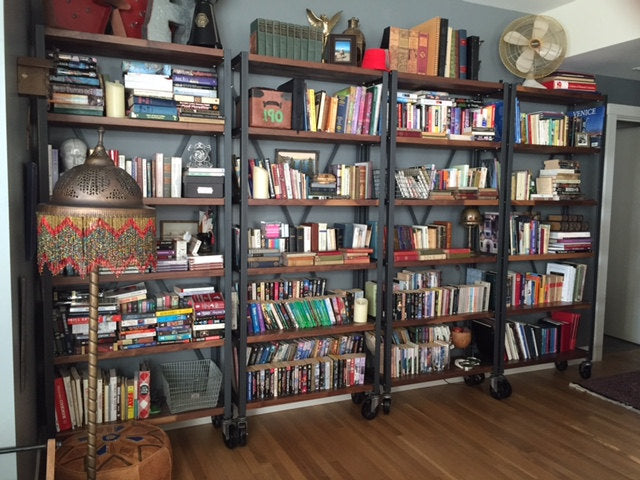 Walnut butcher block Industrial Bookcase