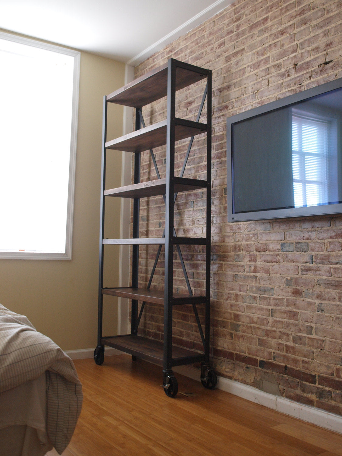 Maple butcher block Industrial Bookcase