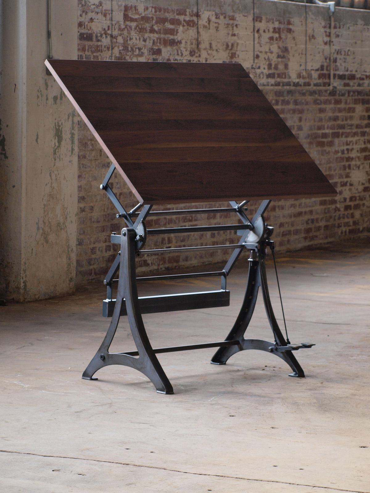 Walnut Drafting table Lift and Tilt Desk made in the USA – Campos Iron ...
